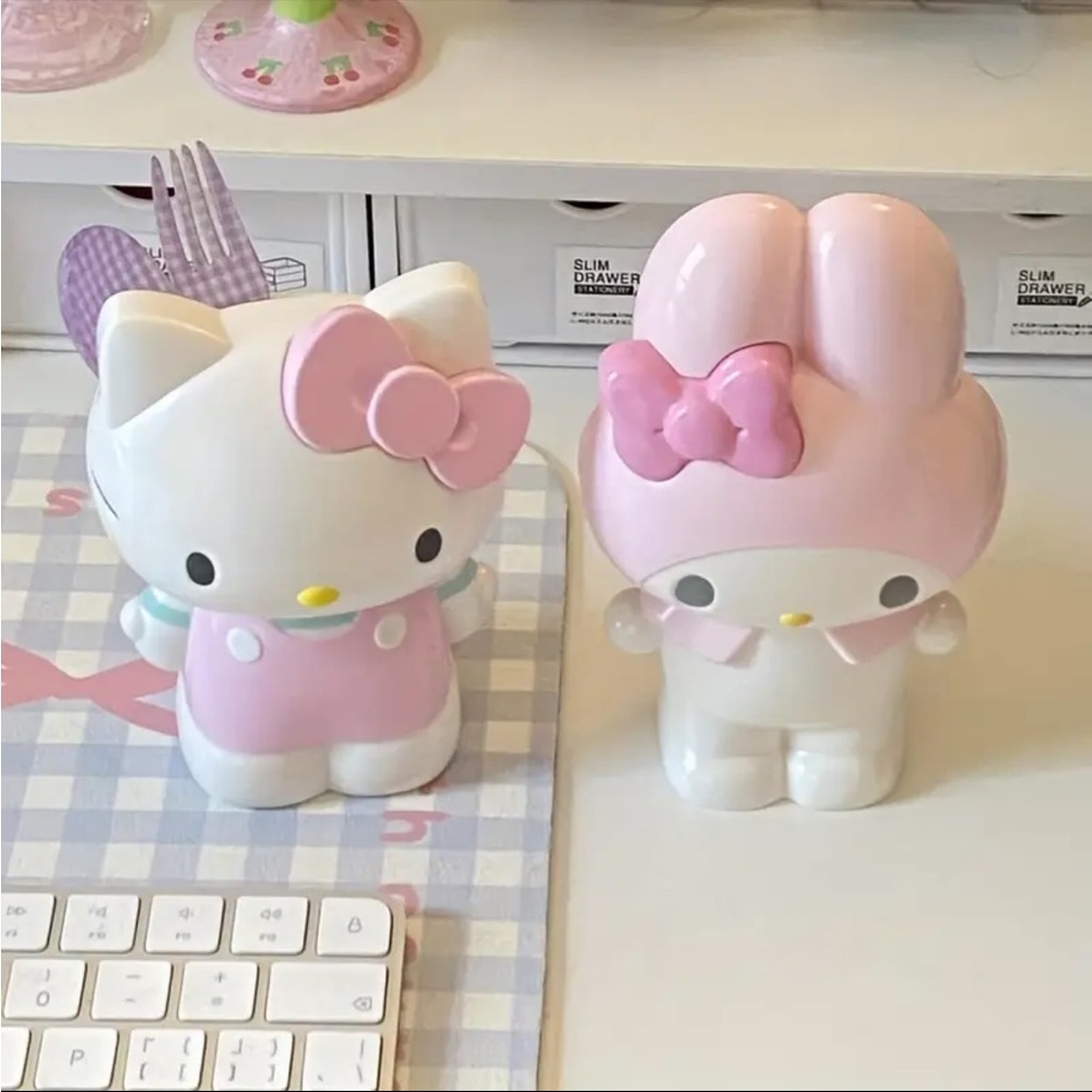 Hello Kitty and My Melody Figurines Multifunctional Storage Case- 1pc-NIP